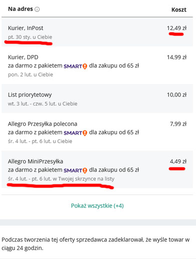 Gdzie sprawdzić koszty wysyłki na allegro